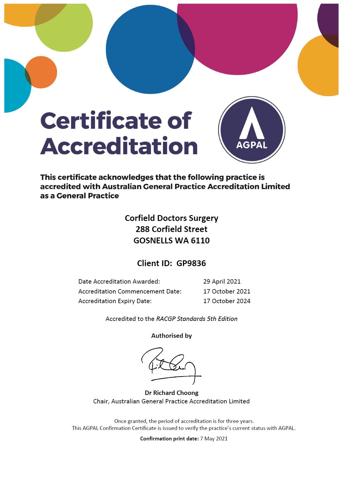 Accreditation Certificate CDS